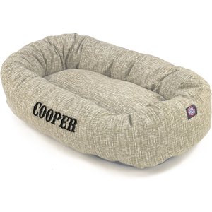 Majestic Pet Palette Heathered Personalized Bagel Cat & Dog Bed, Tan, Medium