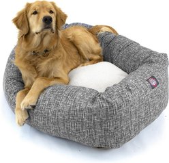 Majestic Pet Palette Heathered Sherpa Bagel Bolster Dog Bed, Light Black, Large