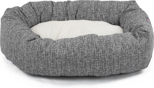 Show full view: Majestic Pet Palette Heathered Sherpa Bagel Bolster Dog Bed, Light Black, Large slide 2 of 6
