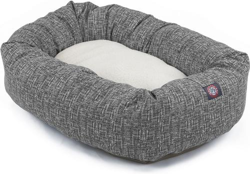 Show full view: Majestic Pet Palette Heathered Sherpa Bagel Bolster Dog Bed, Light Black, Medium slide 3 of 6