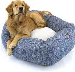 Majestic Pet Palette Heathered Sherpa Bagel Bolster Dog Bed, Navy Blue Denim, Large
