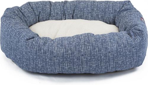 Show full view: Majestic Pet Palette Heathered Sherpa Bagel Bolster Dog Bed, Navy Blue Denim, Large slide 2 of 6