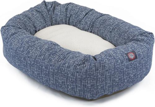 Show full view: Majestic Pet Palette Heathered Sherpa Bagel Bolster Dog Bed, Navy Blue Denim, Large slide 3 of 6