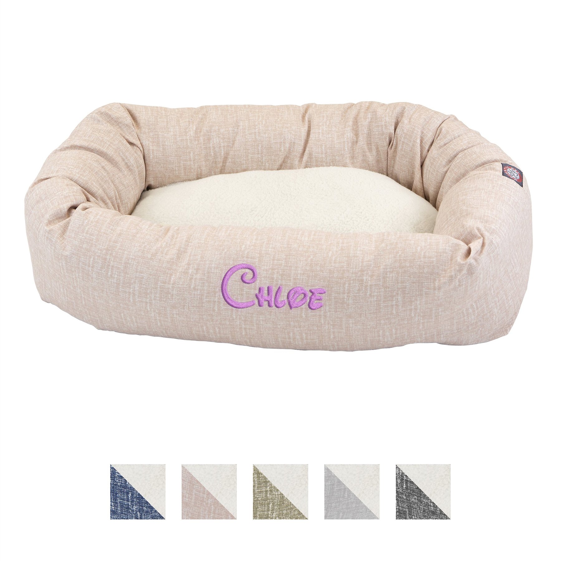 Majestic Pet Palette Heathered Sherpa Personalized Bagel Cat & Dog Bed, Blush Pink, Medium