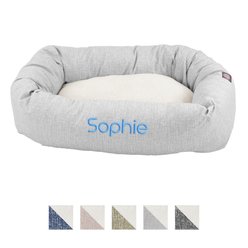 Majestic Pet Palette Heathered Sherpa Personalized Bagel Cat & Dog Bed, Gray, Large