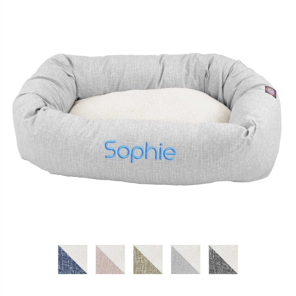 Majestic Pet Palette Heathered Sherpa Personalized Bagel Cat & Dog Bed, Gray, Small