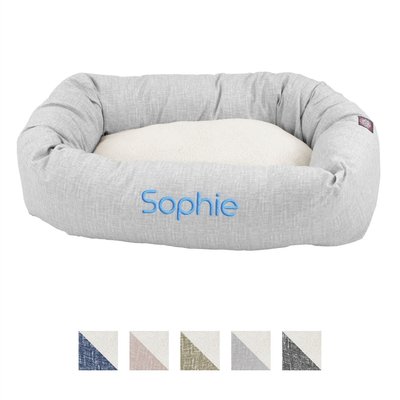 Majestic Pet Majestic Pet Palette Heathered Sherpa Personalized Bagel Cat & Dog Bed, Gray, Small