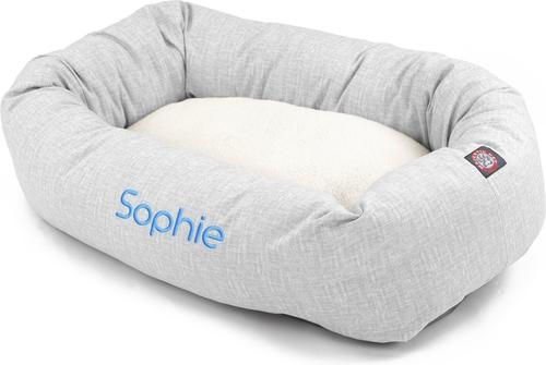 Show full view: Majestic Pet Palette Heathered Sherpa Personalized Bagel Cat & Dog Bed, Gray, X-Large slide 3 of 8