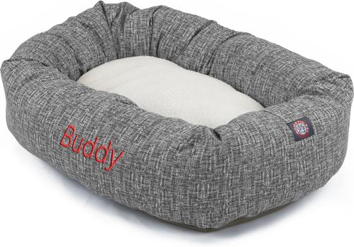 Show full view: Majestic Pet Palette Heathered Sherpa Personalized Bagel Cat & Dog Bed, Light Black, Large slide 2 of 7