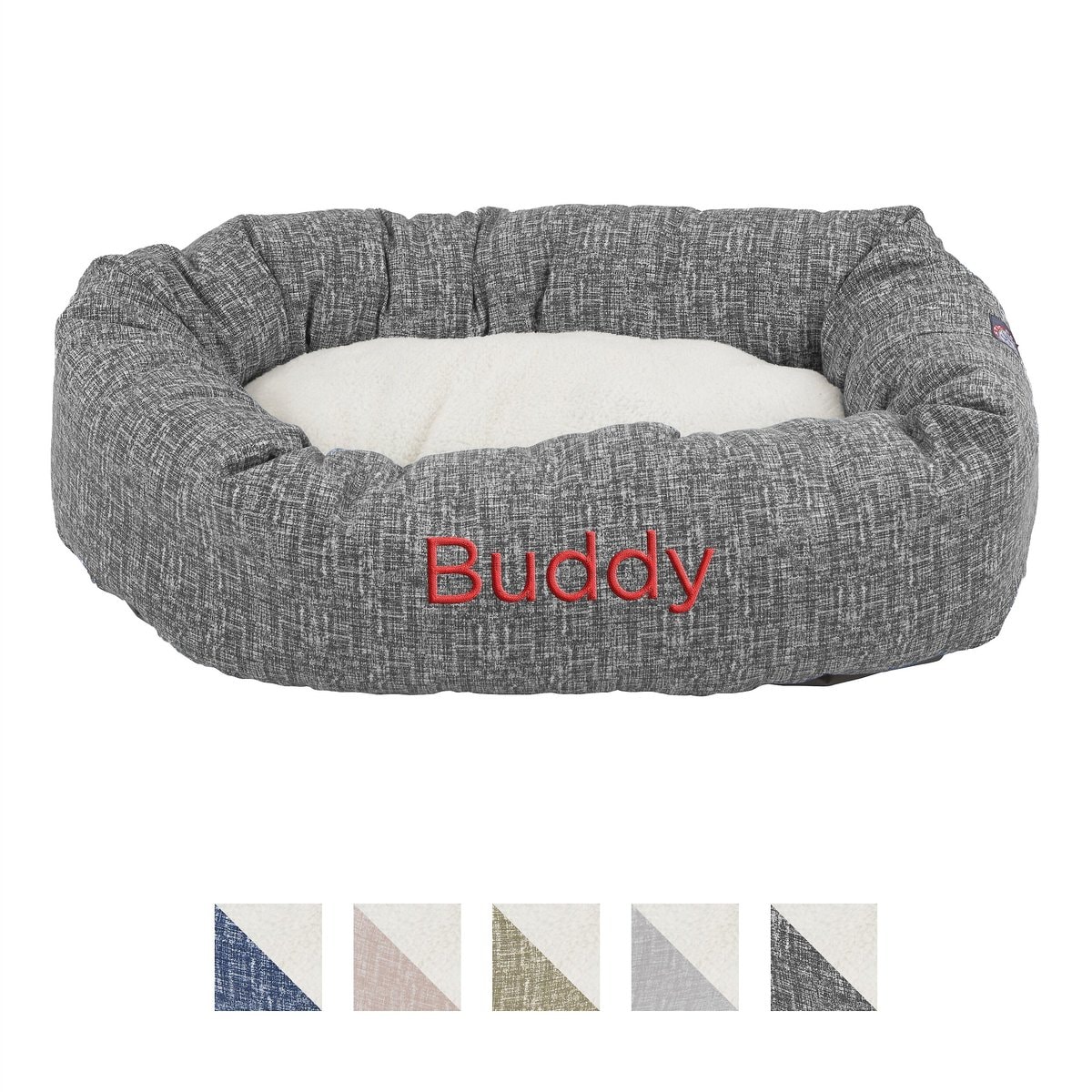 Majestic Pet Palette Heathered Sherpa Personalized Bagel Cat & Dog Bed, Light Black, X-Large