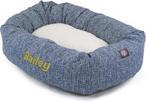 Show full view: Majestic Pet Palette Heathered Sherpa Personalized Bagel Cat & Dog Bed, Navy Blue Denim, X-Large slide 3 of 8