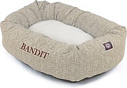 Majestic Pet Palette Heathered Sherpa Personalized Bagel Cat & Dog Bed, Tan, Large slide 2 of 5