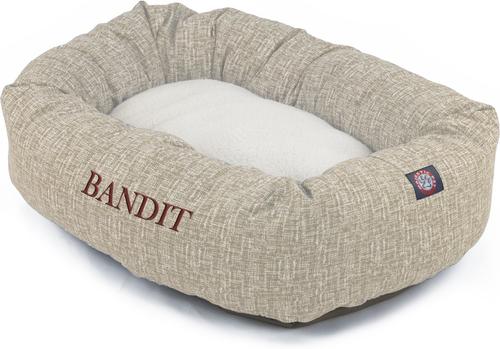 Show full view: Majestic Pet Palette Heathered Sherpa Personalized Bagel Cat & Dog Bed, Tan, Large slide 3 of 8