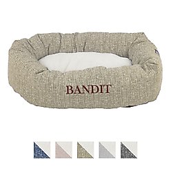 Majestic Pet Palette Heathered Sherpa Personalized Bagel Cat & Dog Bed, Tan, Small