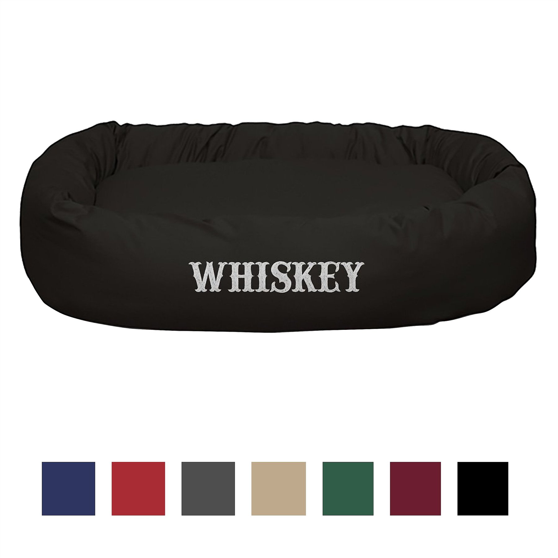 Majestic Pet Personalized Bagel Bolster Dog & Cat Bed, Black, Large