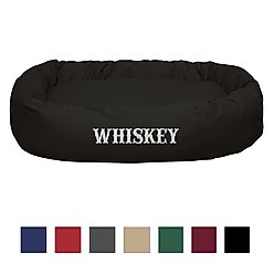 Majestic Pet Personalized Bagel Bolster Dog & Cat Bed, Black, X-Large