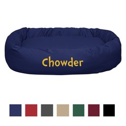 Majestic Pet Personalized Bagel Bolster Dog & Cat Bed, Blue, Large