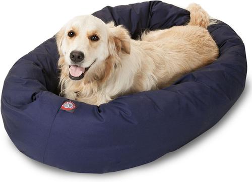 Show full view: Majestic Pet Personalized Bagel Bolster Dog & Cat Bed, Blue, Large slide 3 of 6