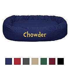 Majestic Pet Personalized Bagel Bolster Dog & Cat Bed, Blue, Medium
