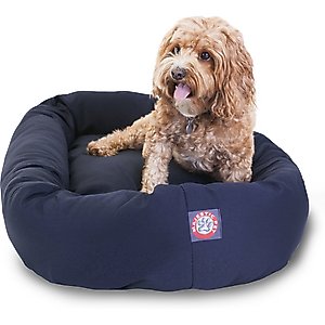 Majestic Pet Personalized Bagel Bolster Dog & Cat Bed, Blue, Medium