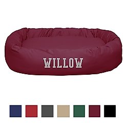 Majestic Pet Personalized Bagel Bolster Dog & Cat Bed, Burgundy, Large