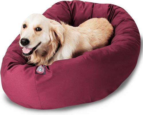 Show full view: Majestic Pet Personalized Bagel Bolster Dog & Cat Bed, Burgundy, Large slide 3 of 6