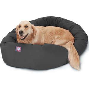 Majestic Pet Personalized Bagel Bolster Dog & Cat Bed, Gray, Large