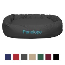 Majestic Pet Personalized Bagel Bolster Dog & Cat Bed, Gray, Medium