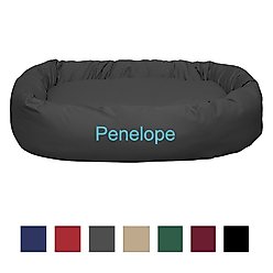 Majestic Pet Personalized Bagel Bolster Dog & Cat Bed, Gray, X-Large