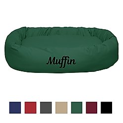 Majestic Pet Personalized Bagel Bolster Dog & Cat Bed, Green, Medium