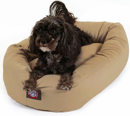 Show full view: Majestic Pet Personalized Bagel Bolster Dog & Cat Bed, Khaki, Small slide 3 of 6
