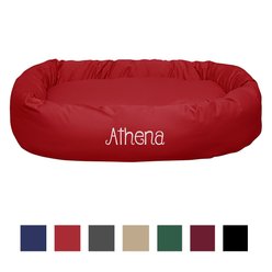 Majestic Pet Personalized Bagel Bolster Dog & Cat Bed, Red, Small