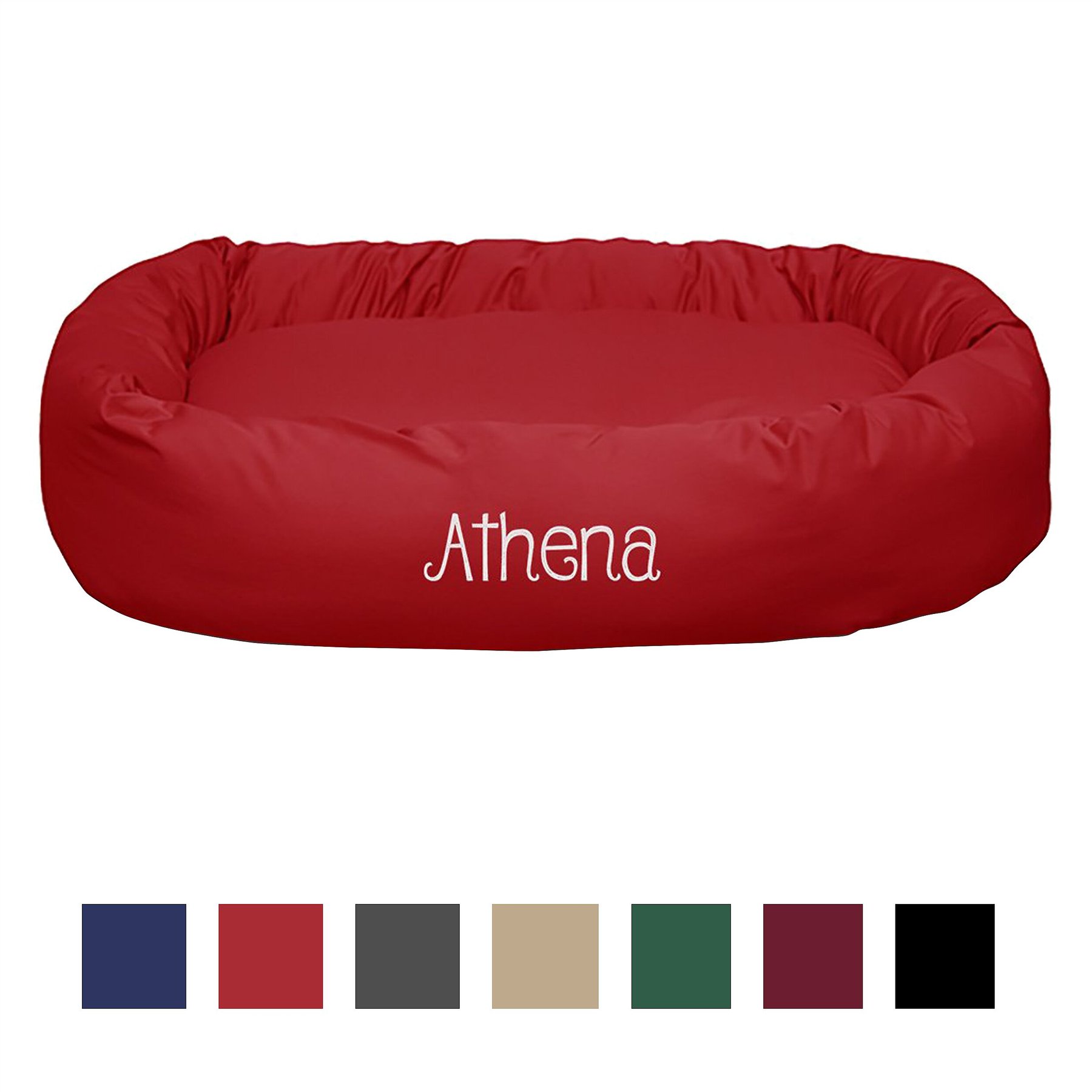 Majestic Pet Personalized Bagel Bolster Dog & Cat Bed, Red, Small