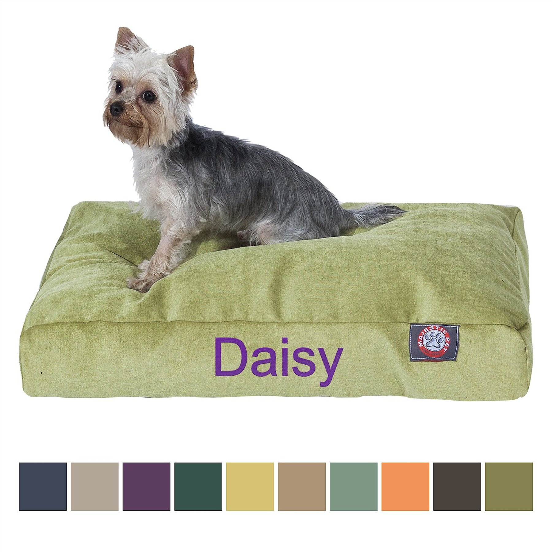 Majestic Pet Shredded Memory Foam Villa Personalized Pillow Cat & Dog Bed with Removable Cover, Apple, Large