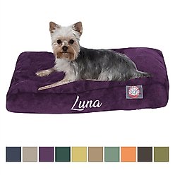 Majestic Pet Shredded Memory Foam Villa Personalized Pillow Cat & Dog Bed with Removable Cover, Aubergine, Small