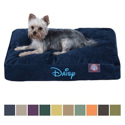 Majestic Pet Shredded Memory Foam Villa Personalized Pillow Cat & Dog Bed with Removable Cover, Navy, Large
