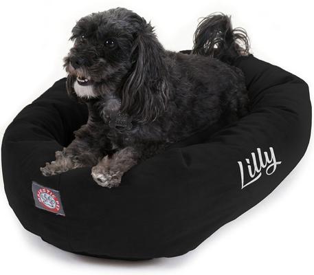 Show full view: Majestic Pet Suede Personalized Bagel Cat & Dog Bed, Black, Large slide 6 of 7