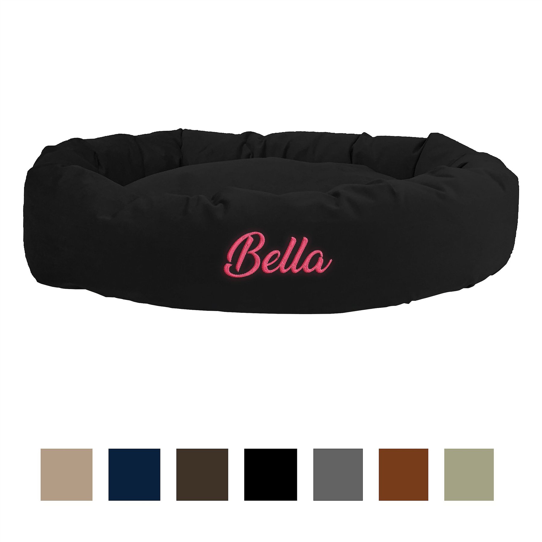 Majestic Pet Suede Personalized Bagel Cat & Dog Bed, Black, Medium