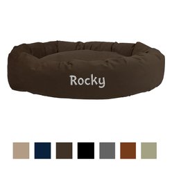 Majestic Pet Suede Personalized Bagel Cat & Dog Bed, Chocolate, Large