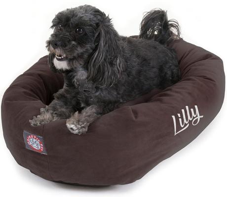 Show full view: Majestic Pet Suede Personalized Bagel Cat & Dog Bed, Chocolate, Large slide 6 of 7