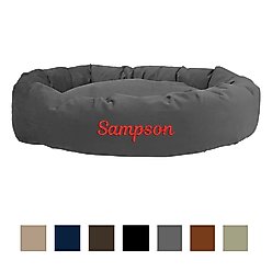 Majestic Pet Suede Personalized Bagel Cat & Dog Bed, Gray, X-Large