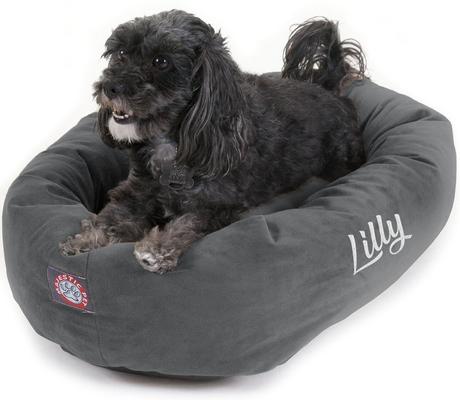 Show full view: Majestic Pet Suede Personalized Bagel Cat & Dog Bed, Gray, X-Large slide 5 of 6