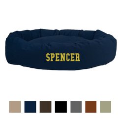 Majestic Pet Suede Personalized Bagel Cat & Dog Bed, Navy, Large