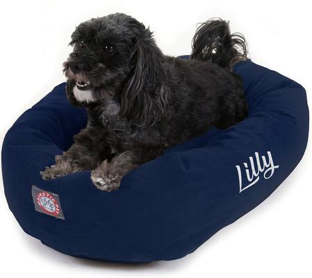 Show full view: Majestic Pet Suede Personalized Bagel Cat & Dog Bed, Navy, X-Large slide 5 of 6
