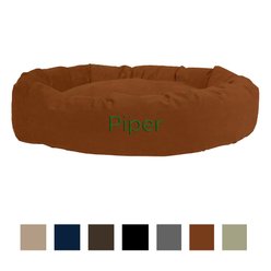 Majestic Pet Suede Personalized Bagel Cat & Dog Bed, Rust, Large