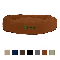 Majestic Pet Suede Personalized Bagel Cat & Dog Bed, Rust, X-Large