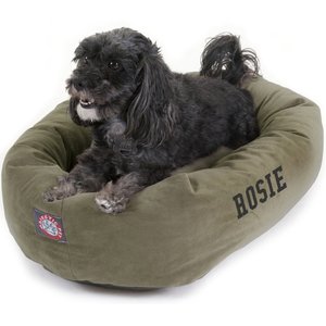 Majestic Pet Suede Personalized Bagel Cat & Dog Bed, Sage, X-Large
