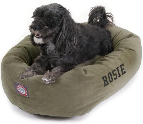 Show full view: Majestic Pet Suede Personalized Bagel Cat & Dog Bed, Sage, X-Large slide 5 of 6