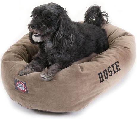 Show full view: Majestic Pet Suede Personalized Bagel Cat & Dog Bed, Stone, Small slide 5 of 6