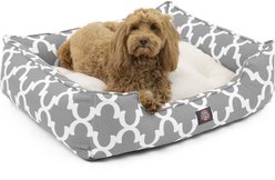 Majestic Pet Trellis Contemp Lounge Bolster Dog Bed with Removable Cover, Gray, Large